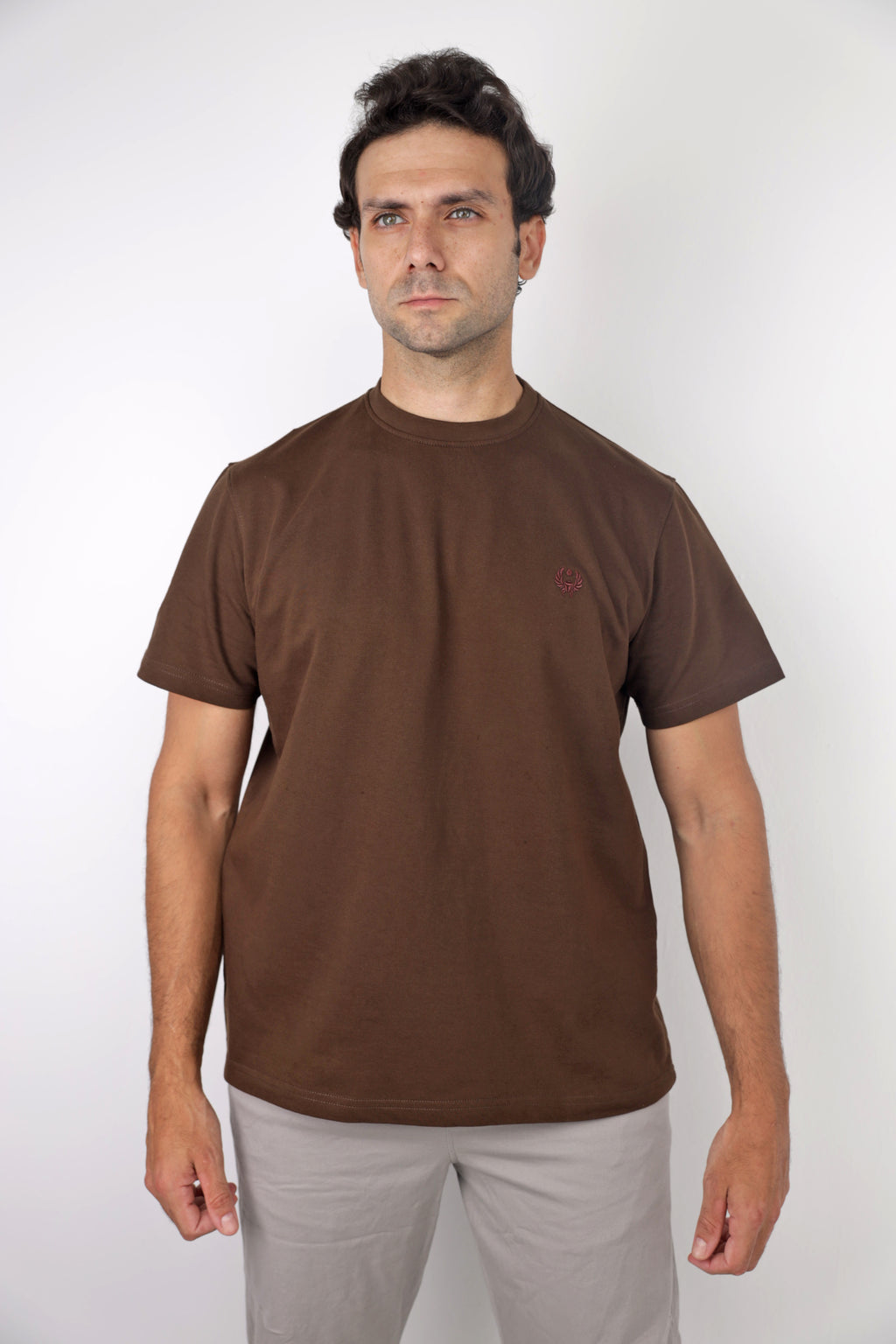 Signature Embroidered T-Shirt —  brown