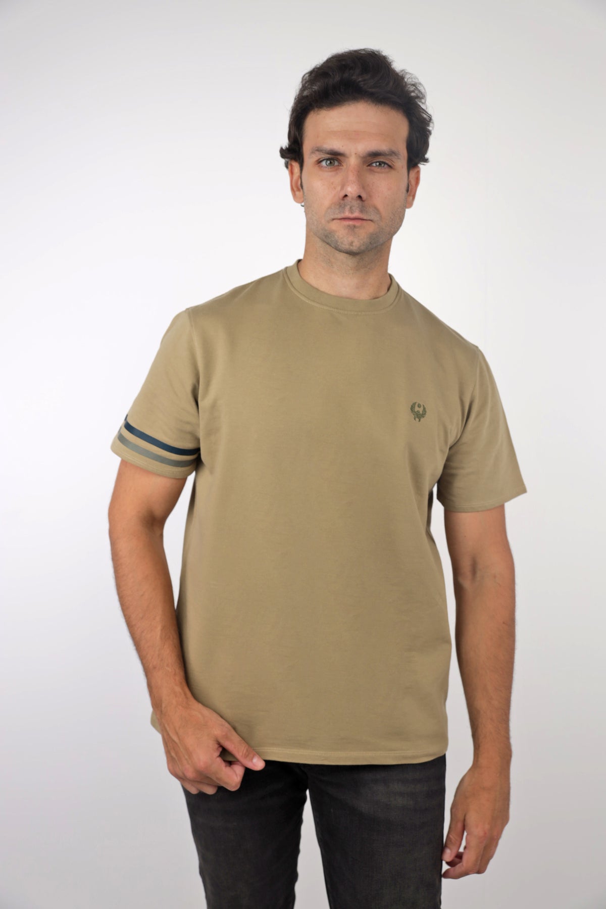 Signature Triple-Line T-Shirt — Desert Sand