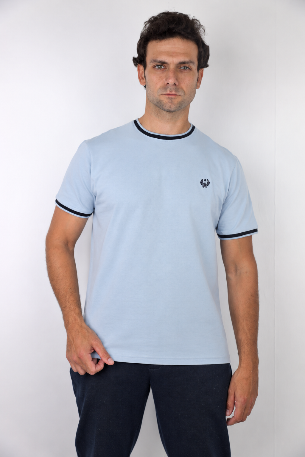 Signature Ringer T-Shirt — Sky Blue